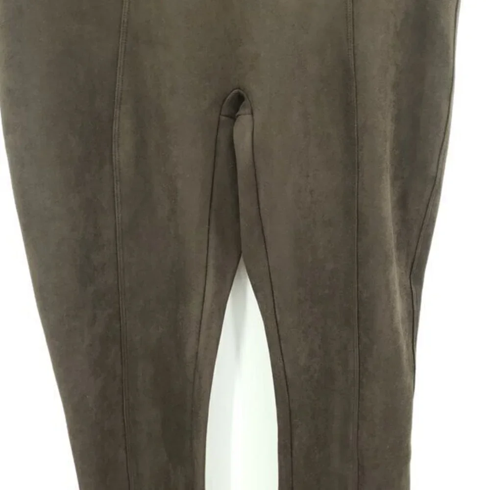 Spanx High Waist Faux Suede Leggings L Chocolate Brown